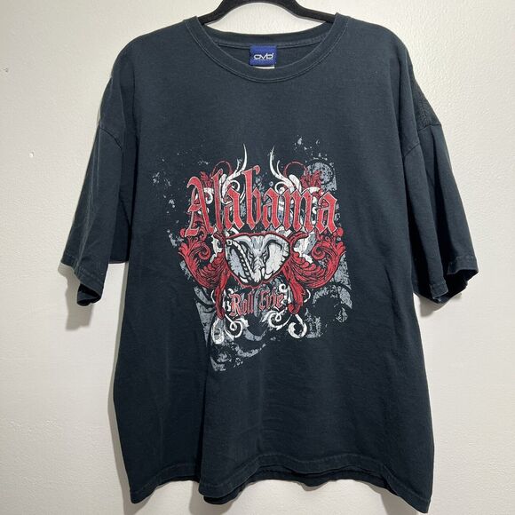 Vintage University Of Alabama Roll Tide Tshirt Elephant 2XL Faded Black OVB Tag - Picture 1 of 4